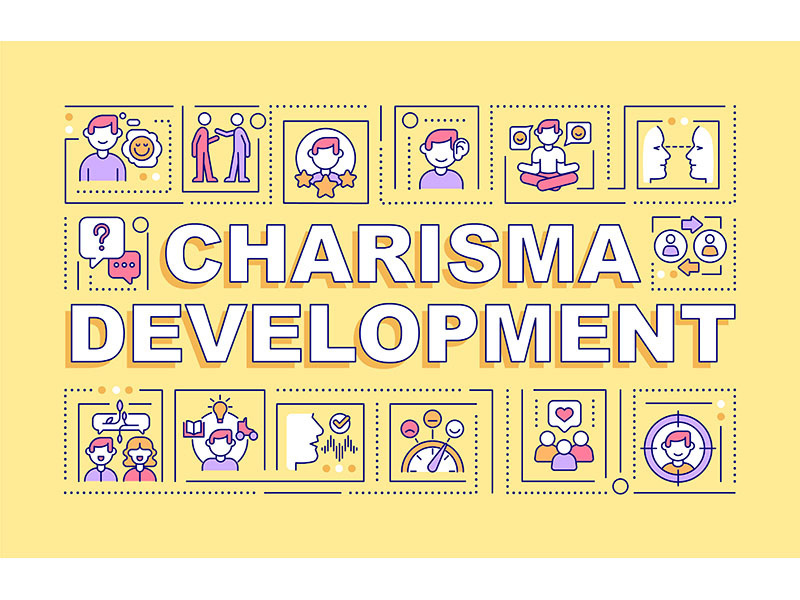 Charisma development word concepts yellow banner