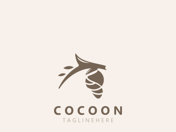 Cocoon logo Butterfly silkworm symbol. Illustration caterpillar animal template design preview picture