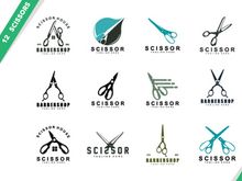 Scissors Logo Design, Barbershop Shaver Vector, Babershop Scissors Brand Illustration