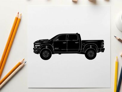 Silhouette of a black pickup truck with a crew cab silhouette