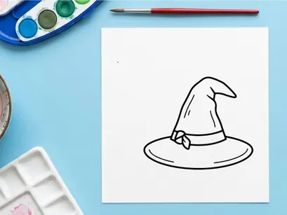 Hand-drawn party hat with simple line art design. Minimalist celebration accessory illustration for festive occasions.