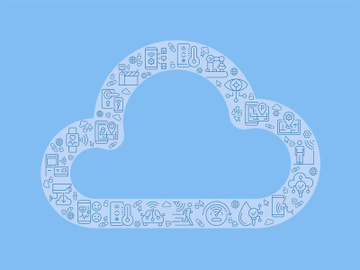 Cloud pixel perfect shaped concept filled with editable linear icons preview picture