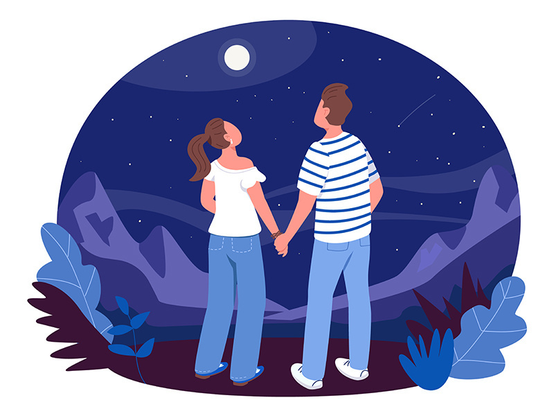 Stargazing 2D vector web banner, poster