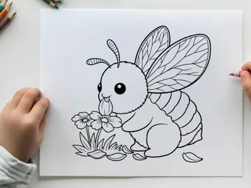 Cute bee holding flowers vector illustration flat design preview picture