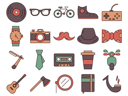 Hipster Vector Freebie Icon Set