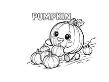 Cute smiling pumpkin with small pumpkins vector illustration