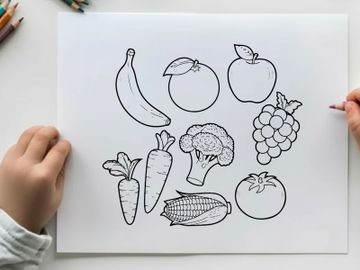 Fresh fruits and vegetables flat design vector illustration preview picture