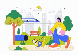 10 City Park Vector Illustration