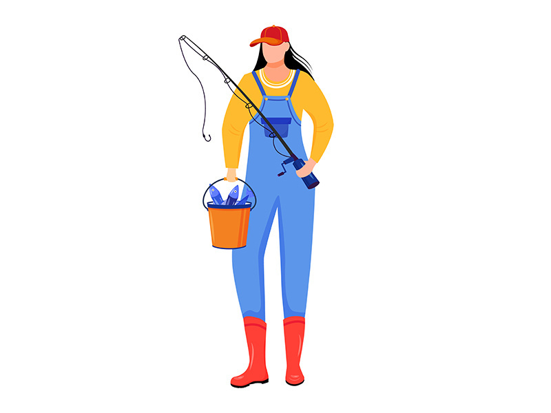 Fisherwoman flat vector illustration