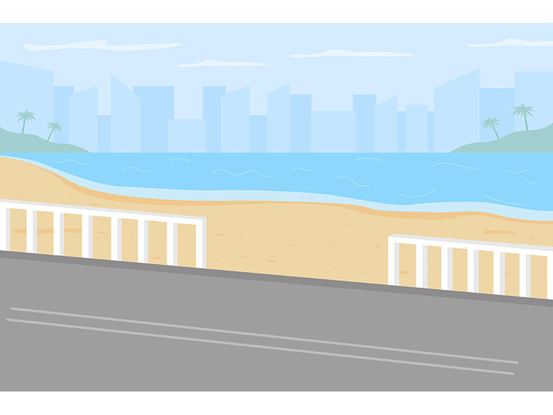 Hawaii beach flat color vector illustration