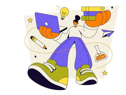 6 Student Vector Illustration