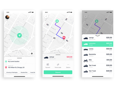 Taxi Booking mobile UI Kit for FIGMA