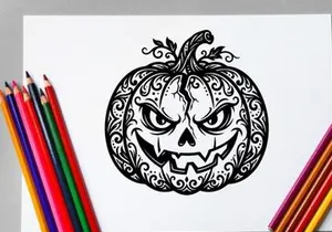 Halloween Jack-o'-Lantern with Menacing Face for Fall Decor
