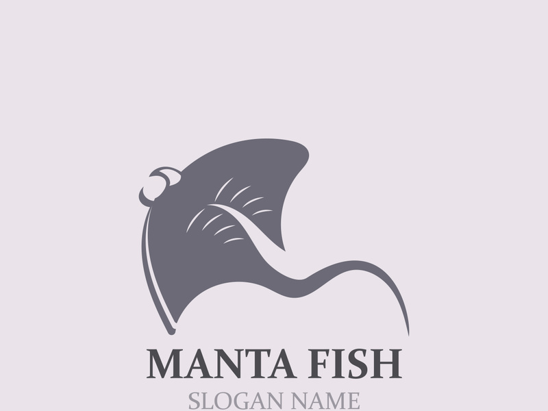 Manta fish or stingray logo design vector vintage illustration skate fish ocean