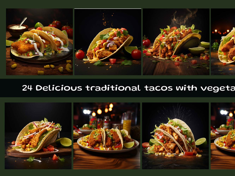 Delicious traditional tacos with vegetables