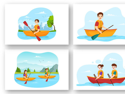 12 Rowing Sport Illustration