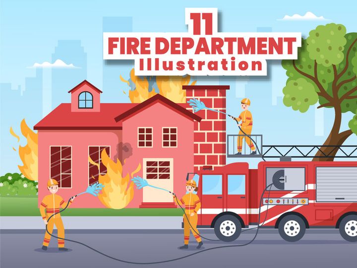 11 Fire Department or Firefighter Illustration