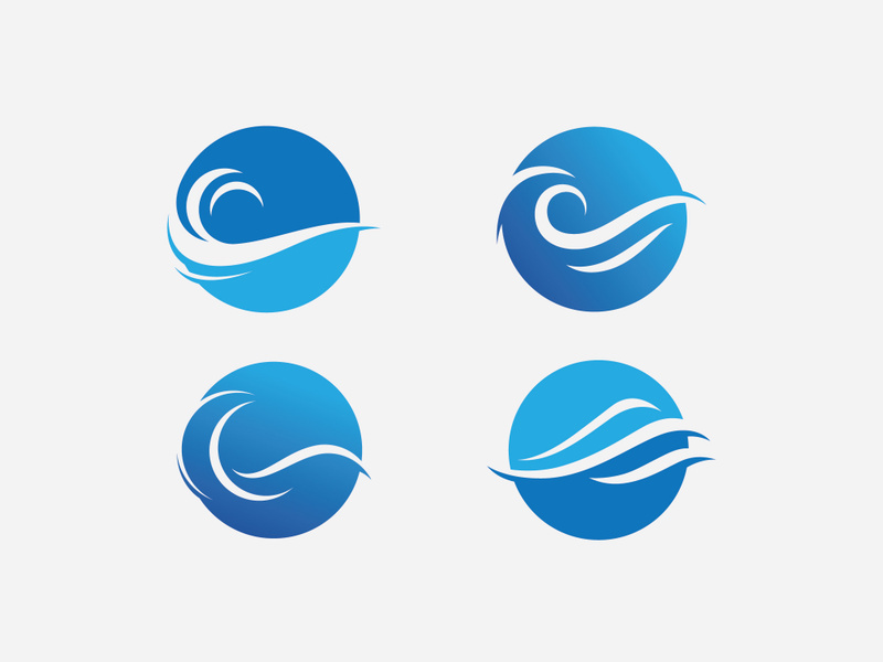 Blue Wave Logo Vector.  wAter wave illustration template design