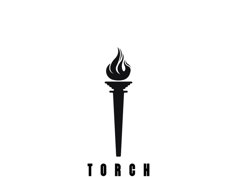 Torch fire logo icon hipster vector design template