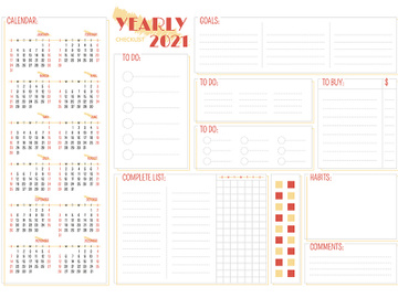 Yearly 2021 checklist creative planner page design preview picture