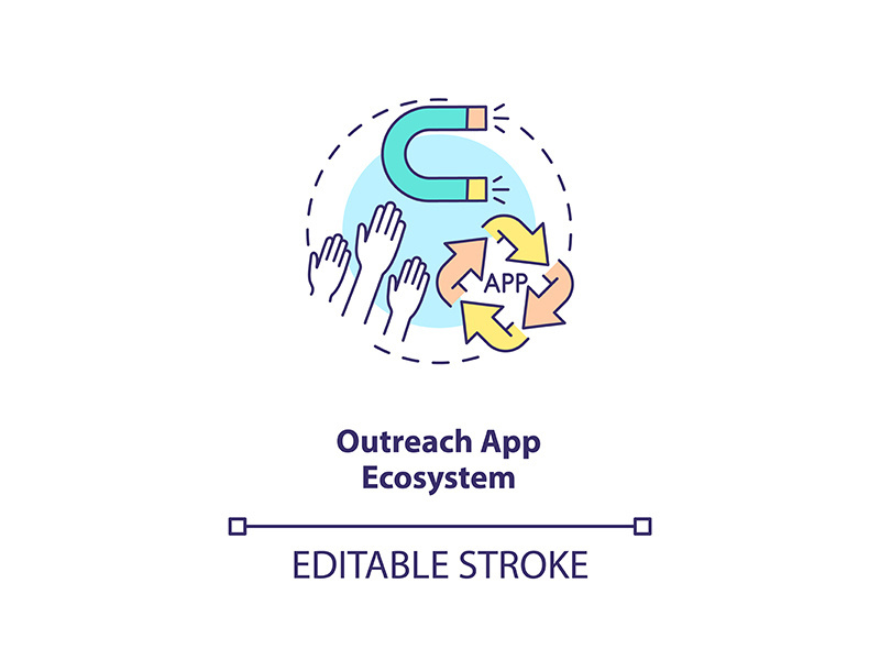 Outreach app ecosystem concept icon