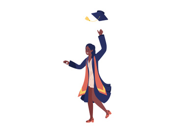 School graduate throws cap semi flat color vector character preview picture