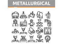 Metallurgical Collection Elements Icons Set Vector