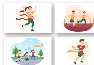 10 Running Race Flat Illustration