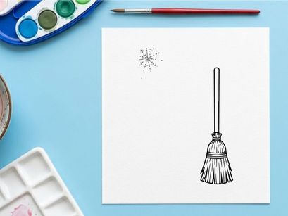 Ilustración de escoba dibujada a mano para limpieza y tareas domésticas. Diseño de vector de escoba minimalista de líneas para uso doméstico.