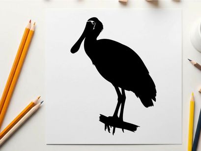 Silhouette of a bird standing on a branch in profile view