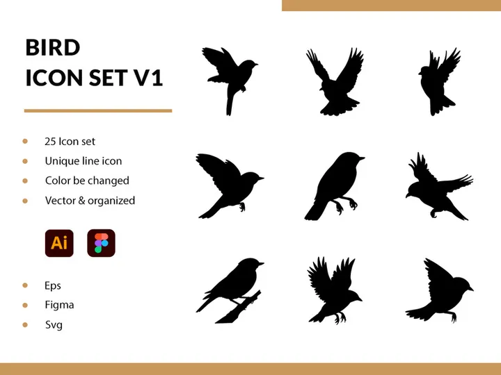 Bird Silhouette Element Design