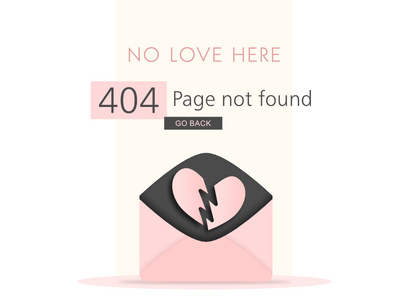 Valentine's 404 Page Not Found Vector Illustration.