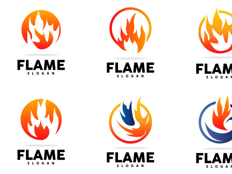 Red Flame Logo, Burning Heat Fire Vector