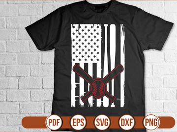 baseball  with usa flag t shirt Design preview picture