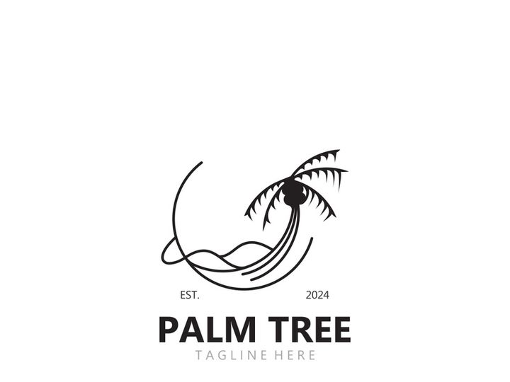 Palm tree simple and modern premium logo design. abstract icon palm beach illustration
