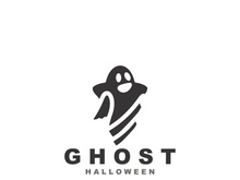 Halloween spooky ghost character in flat style isolated template design