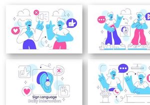 10 Sign Language Daily Interaction Illustration