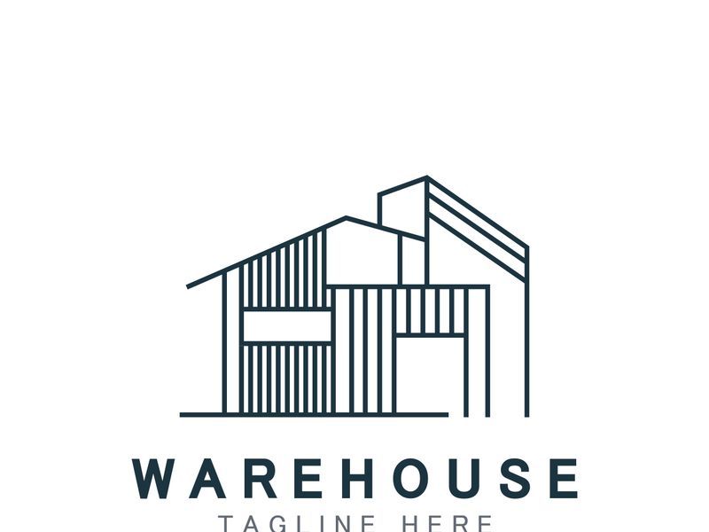 Warehouse modern storage logo business industry illustration