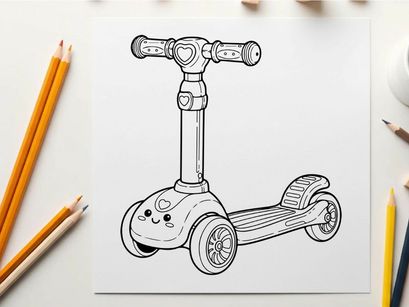 Cute scooter with heart valve vector illustration