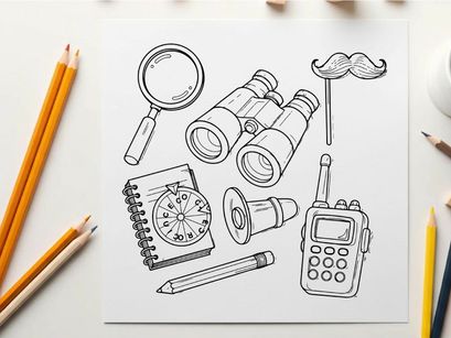 Vintage detective tools flat design vector illustration