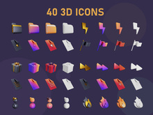 3D Interface rendering Icons