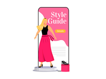 Style guide cartoon smartphone vector app screen preview picture