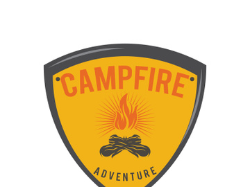 Bonfire Campfire Camp Fire place wood flame vintage retro logo design preview picture