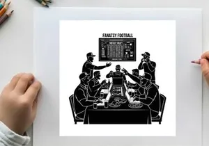 Fantasy football silhouette of friends drafting team
