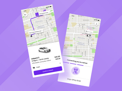 Taxi booking mobile app UI Design ( Volume 1 )