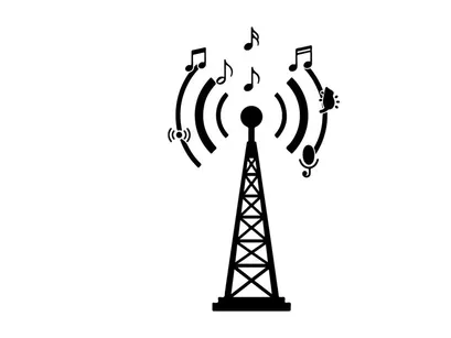 ilustrasi vektor menara pemancar musik