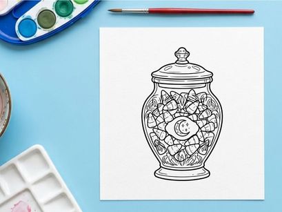 Tarro de vidrio elegante con diseño de grabado floral. Contenedor transparente decorativo con patrones grabados ornamentales para decoración del hogar.