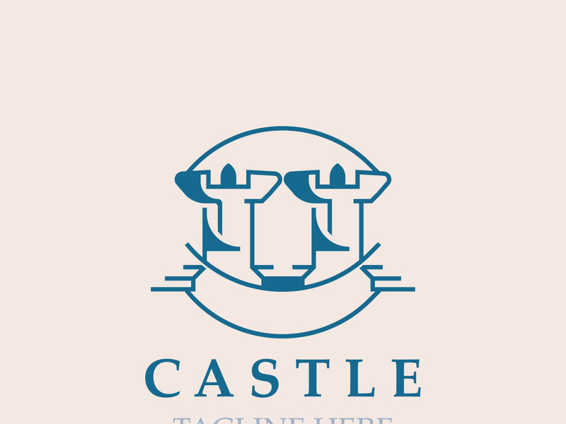 Castle kingdom logo graphic template design, Ancient castle vintage vector