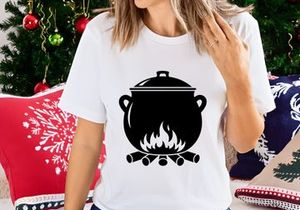 Black cooking pot with fire flame icon vector illustration