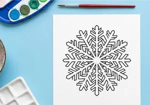 Black and white snowflake icon, simple winter holiday vector illustration for Christmas